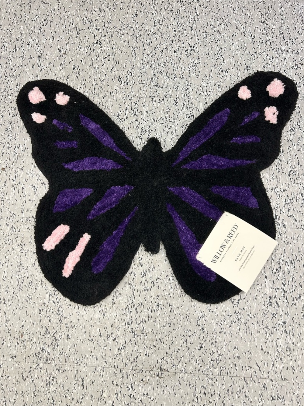 Black and Purple Butterfly Bath Mat by Willow & Reed